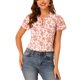 thumbnail image 5 of INSPIRAR CHIC Blusa de Mujer con Cuello en V, Manga Corta, Volantes y Estampado de Flores, Rosa XS, 5 of 7