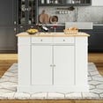 thumbnail image 5 of Gymax Large Kitchen Island Drop Leaf Breakfast Bar w/ Wood Top Shelves Drawers White, 5 of 10