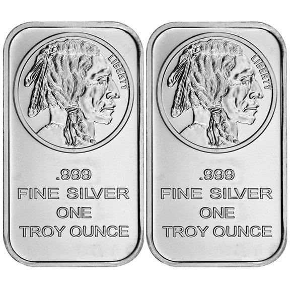 Lot of 2 - 1 Troy oz Buffalo .999 Fine Silver Bar Sealed