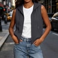 thumbnail image 3 of dazeni Women's Plus Size Zip up Hoodies Vest Lightweight Sleeveless Hooded Jackets Loose Casual Athletic Drawstring Sweatshirts Waistcoat Outwear with Pockets Dark Gray 4X-Large, 3 of 9