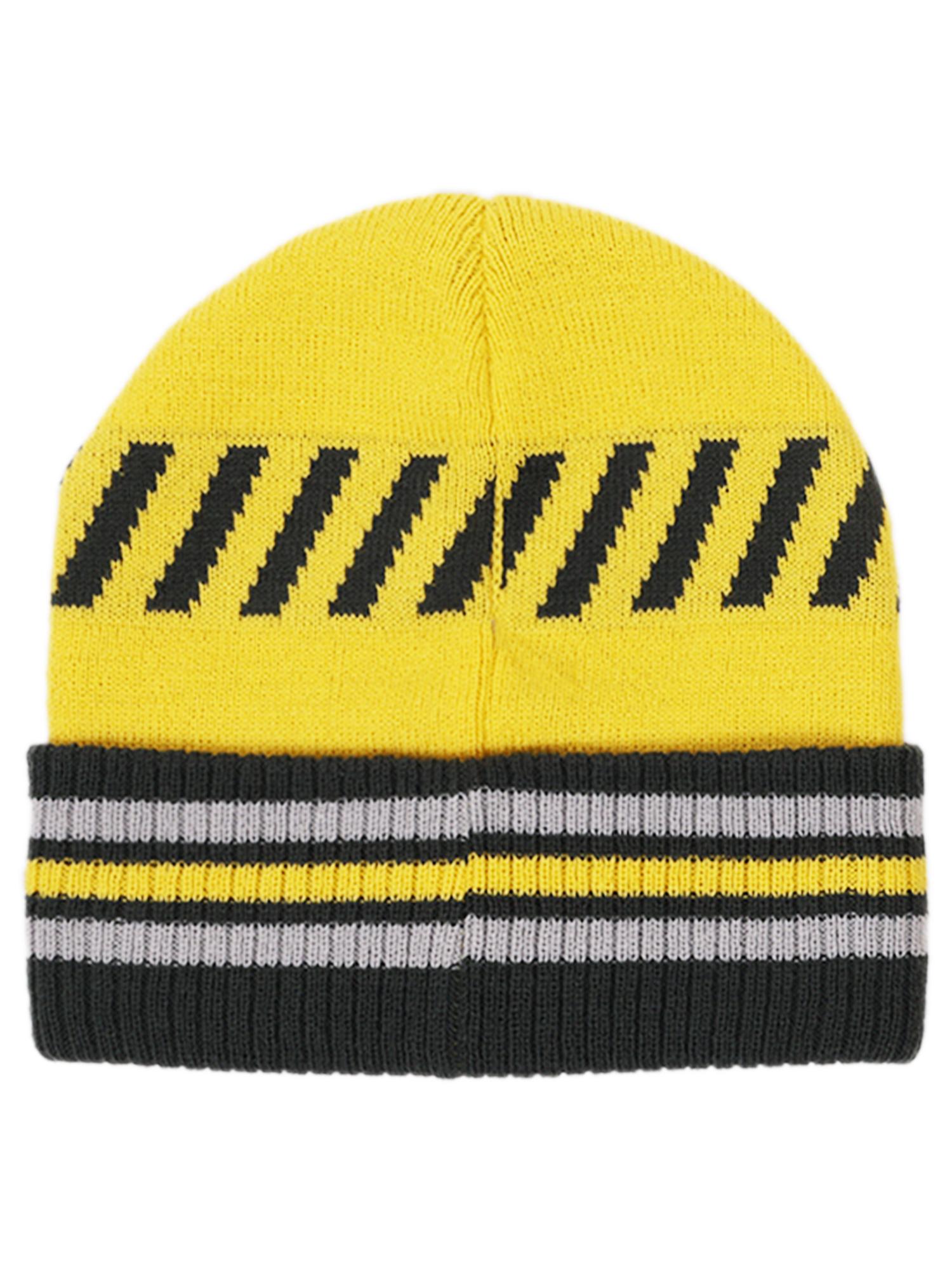 Harry Potter Beanie Hat and Scarf Set, Hufflepuff Ribbed Cuff Winter Knit Cap, Green/Black, One Size
