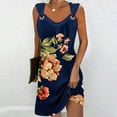 thumbnail image 2 of ICHUANYI Summer Sundress for Women Causal Loose Tshirt Dresses Floral Print Swing Beach Dress, 2 of 5