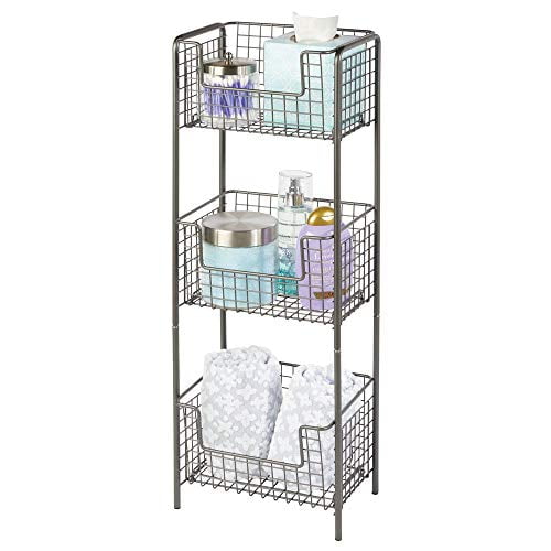 mDesign 3 Tier Vertical Standing Bathroom Shelving Unit, Decorative