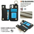 thumbnail image 6 of ELEHOLD Case for iPhone 14 Plus, Magnetic Closure Kickstand Zipper Wallet Case with 3 Card Slots & Ring Holder,Shockproof RFID Blocking Phone Case,Black, 6 of 8