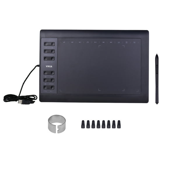 moobody 10x6 Inch Professional Graphics Drawing Tablet 12 Express Keys with 8192 Levels Battery-Free Stylus8pcs NibsPen Clip Support PCLaptop Connection Compatible with Windows for Painting Designi