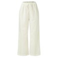 thumbnail image 2 of Gibobby Size 14 Pantalones de pierna ancha sueltos casuales de lino y algodón de verano para mujer Cordón (White, M), 2 of 5