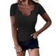 thumbnail image 1 of Eres Más Que una Camisa de Puntuación de Prueba Sexy de Manga Corta Lentejuelas Suelta Camisa de Blusa con Cuello en V, Poliéster, 1 of 5