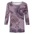 thumbnail image 3 of Cilsoka Womens Boho Tops 3/4 Sleeve Button V Neck T-Shirts Casual Vintage Floral Blouse Loose Summer Fashion Boho Shirts, 2026 Fashion Tops, 3 of 4