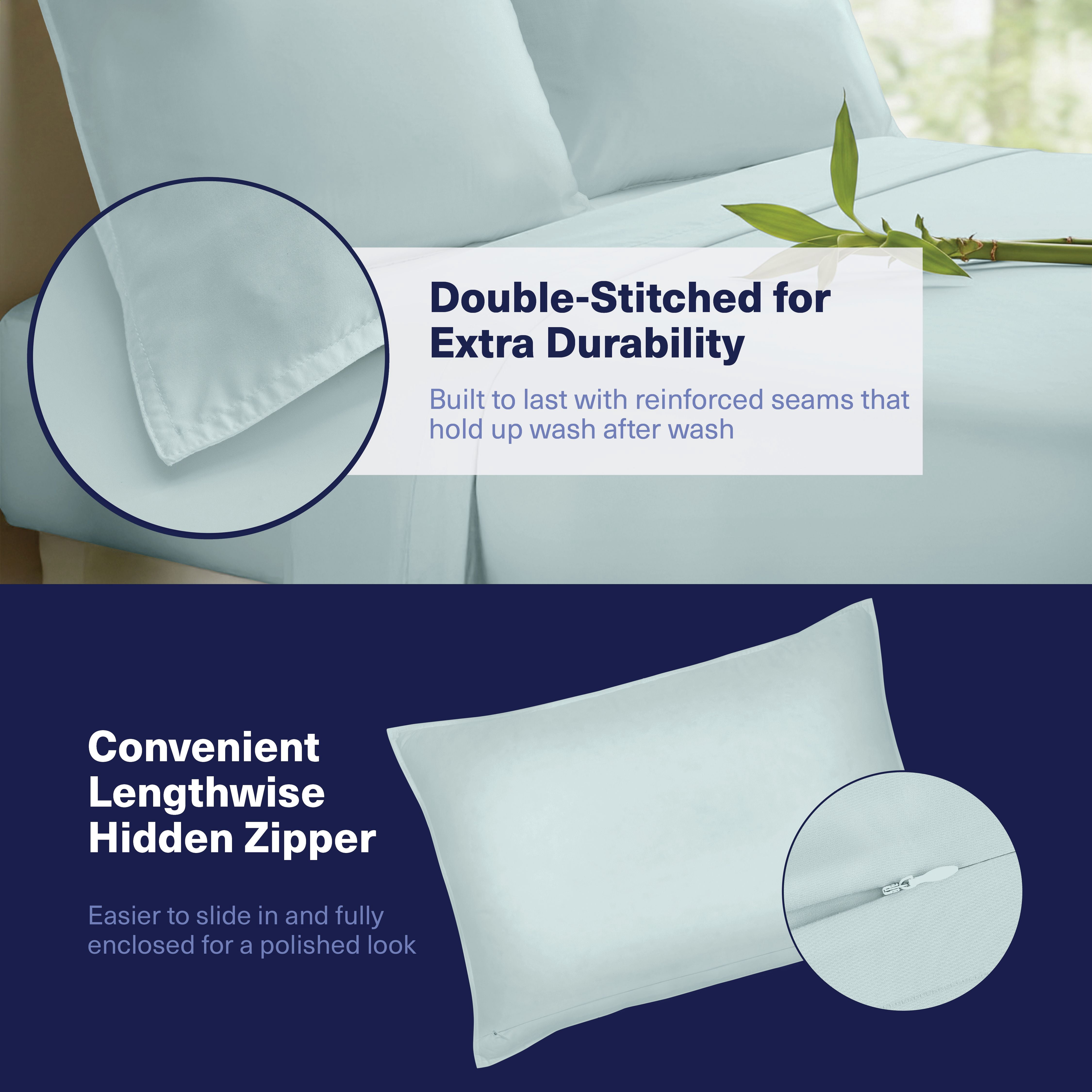 Kickoff Viscose Bamboo Sheets Queen Size 4-pc 100% Organic Bamboo Viscose Bed Cooling Sheets Queen Size Set Cool Bedding for hot sleepers sheet, Flat, Fitted, Pillowcases (Coastal Blue, Q)
