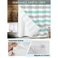 thumbnail image 3 of No Hook Cloth Fabric Shower Curtain with Snap in Liner, Teal Grey Waterproof Shower Curtains Set with See Through Top Window, Farmhouse Watercolor Modern Geometric Bath Curtains Shower 60"x72", 3 of 6