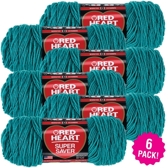 Multipack of 6 - Red Heart Super Saver Yarn-Jade