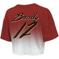 thumbnail image 3 of Women's Majestic Threads Tom Brady Red/White Tampa Bay Buccaneers Drip-Dye Player Name & Number Tri-Blend Crop T-Shirt, 3 of 3