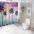 thumbnail image 7 of Orinice  Tropical Shower Curtain, Coconut Palm Tree Silhouettes Summer Holiday Watercolors Picture, Cloth Fabric Bathroom Decor Set with Hooks,  36x72, 7 of 7