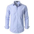 thumbnail image 1 of Camisa JEMITOP para hombre, manga larga, corte ajustado, a cuadros, azul claro, talla M, 1 of 6