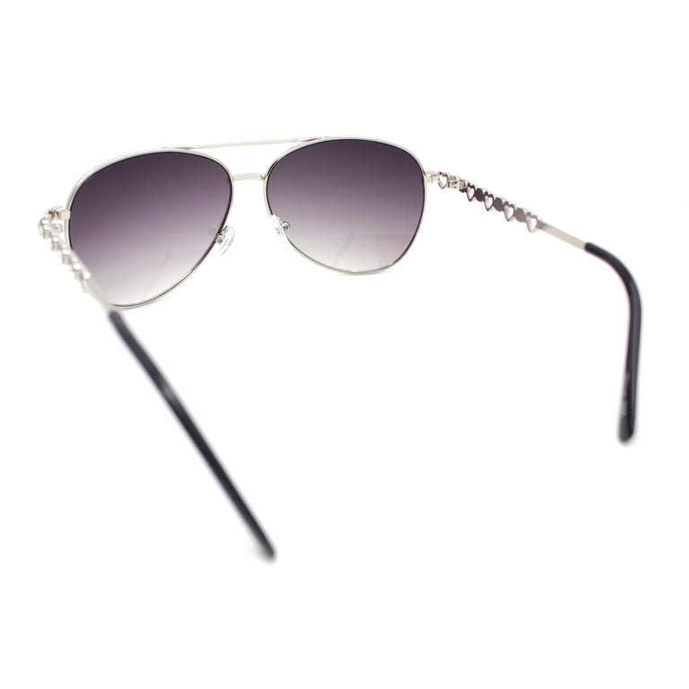Silver Rhinestone Trimmed Pilot Sunglasses with UV Protection Amazon.com: SA106 Silver Rhinestone Trim Pilot Sunglasses  main image 3