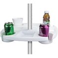 thumbnail image 1 of Plateau de Table pour Parasol de Plage Extérieur 17 Pouces avec 4 Porte-Gobelets, 4 Compartiments à Collations, 1 of 5