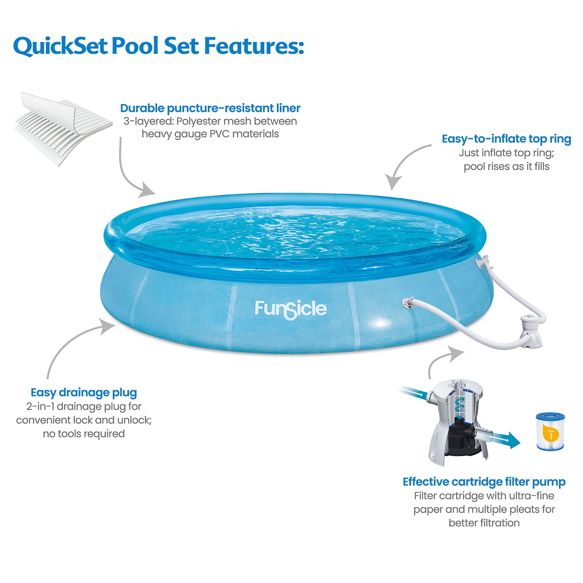 Funsicle 36” SureStep Pool Ladder with 12' x 30" QuickSet Inflatable Pool