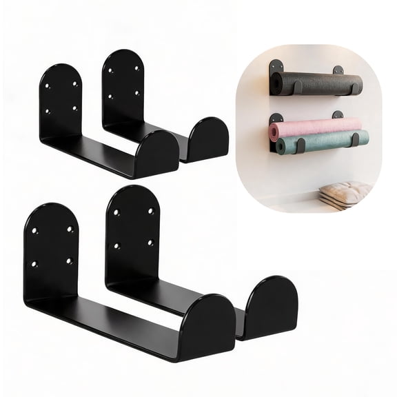 Yoga Mat Holder Wall Mount, 2 Pack Heavy Duty Steel Workout Mat Storage Rack
