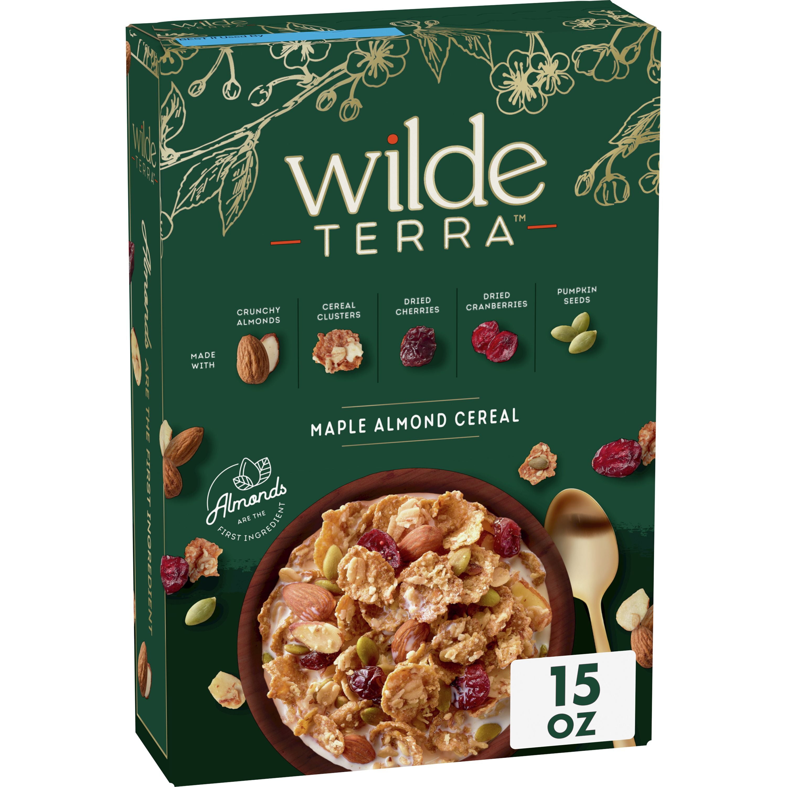 Wilde Terra Maple Almond Cereal with High Fiber, 15 OZ