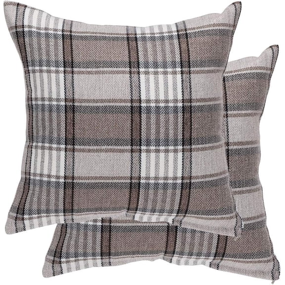 Set of 2 Buffalo Check Plaid Throw Pillow Covers Farmhouse Decorative Square Pillow Covers Home Decor Gray
