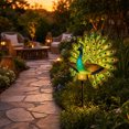thumbnail image 6 of Solar Peacock Ground Stake Light, Crackle Glass Metal Yard Decor for Garden, 6 of 8