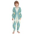 thumbnail image 2 of Soft Big Kids Onesie Pajamas Cozy Loose-Fit Jumpsuits for kids with Pockets for Christmas Lounge & Play Light Teal Argyle, 2 of 8