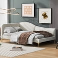 thumbnail image 2 of Twin Size Upholstered Daybed for Kids and Adults, Twin Daybed with Headboard and Armrest, Support Legs, Beige, 2 of 11