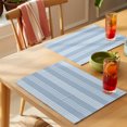 thumbnail image 4 of Blue Stripes Placemats Set of 12 Modern Simple Geometric Striped Pattern Place Mats Indoor Wipeable Table Mats Washable Cloth Dining Table Placemats for Kitchen Holiday Party Home Decor 13x19 Inch, 4 of 9