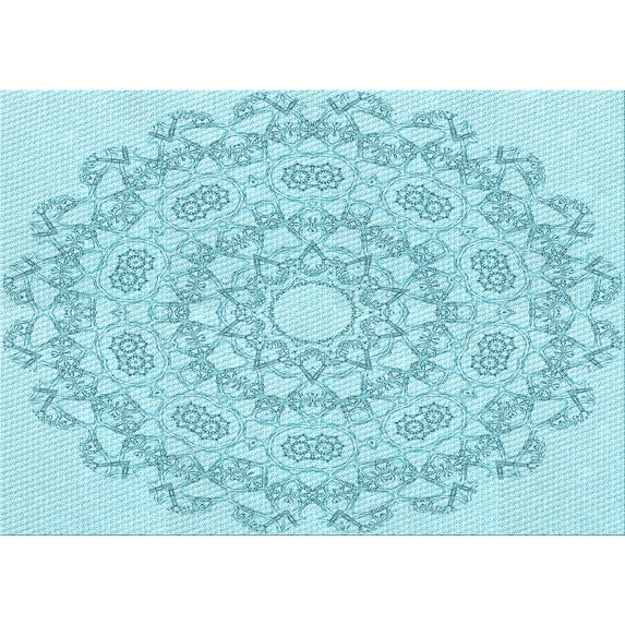 Ahgly Company Machine Washable Indoor Rectangle Transitional Electric Blue Area Rugs, 8' x 12'