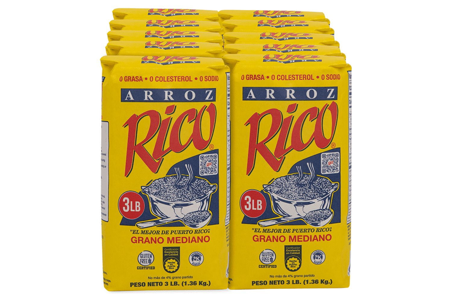 (5 pack) Rico Medium Grain White Rice, 3 Pounds, Gluten Free, No Allergens