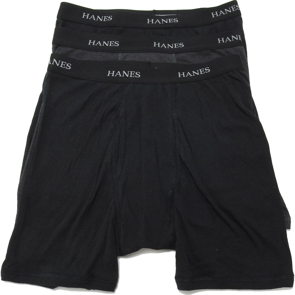 Hanes Hanes 3Pack Mens Size Medium Tagless Boxer Briefs, Black/Grey