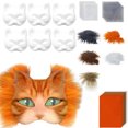 thumbnail image 1 of braveheart Cat Mask Making Set For Cosplay Halloween 6 Pcs Fur Blank Masks With Fabric And Eye Mesh Include 6 B, 1 of 6