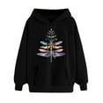 thumbnail image 3 of Fartey Womens Graphic Hoodies Loose Fit Long Sleeve Drop Shoulder Pullover Sweatshirt Casual Drawstring Hooded Sweatshirts with Pockets Black L, 3 of 6