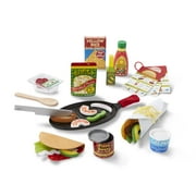 Angle View: Melissa & Doug Fill & Fold Taco & Tortilla Set, 43 Pieces – Sliceable Wooden Mexican Play Food, Skillet, and More
