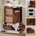 thumbnail image 4 of Retro-Colored Freestanding Multifunctional Storage Shoe Cabinet: 3 Flip Drawers and Adjustable Side Cabinets, Rattan Wooden Shoe Rack with Umbrella Storage, Suitable, 4 of 5
