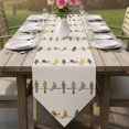 thumbnail image 5 of Birds on the Wire Yellow Grey Orange Burlap Background Table Runner 60 Inches Long Table Runners for Dining Room Tabletop Dresser Scarf Home Party Banquet Wedding Holiday Decoration, 5 of 9