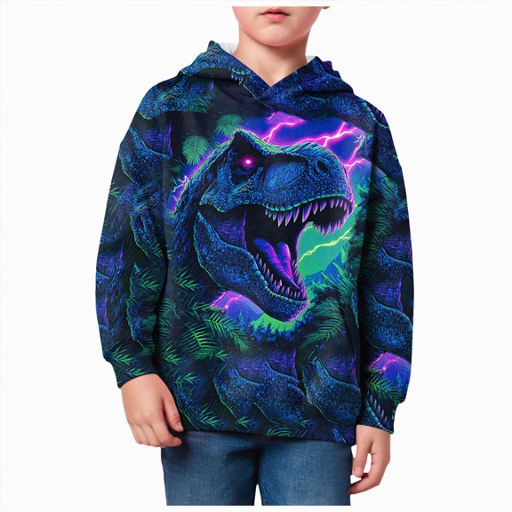felwors Hoodies for Boys Girls 3D Printed Hooded Sweatshirts Long Sleeve Pullover Hoody (Dark Blue,3-4 Years)