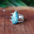 thumbnail image 7 of Turquoise Teardrop Ring, 925 Sterling Silver Ring, Multi-Band Ring, Handmade Jewelry, Boho Jewelry Statement Ring, Dainty Ring, Gift For Her, 7 of 7