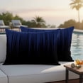 thumbnail image 4 of Outdoor Waterproof Pillow Covers Navy Blue Black Striped Line Decorative Throw Pillow Protectors,Pillowcase Cushion Cases for Patio Sofa Garden Couch,20x12in,Pack of 2, 4 of 14