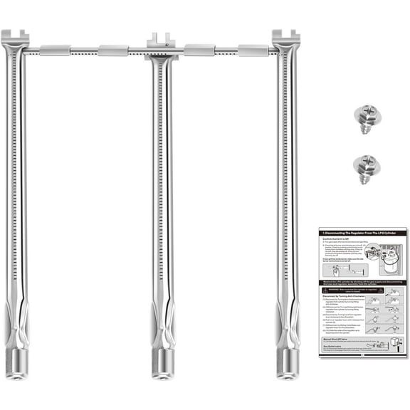 69785 18 Inch Grill Burner for Weber Spirit I & II 200 Series Spirit E-210 E-220 Spirit S-210, S-220 Gas Grills with Up Front Control Tube Pipe 304 Stainless Steel