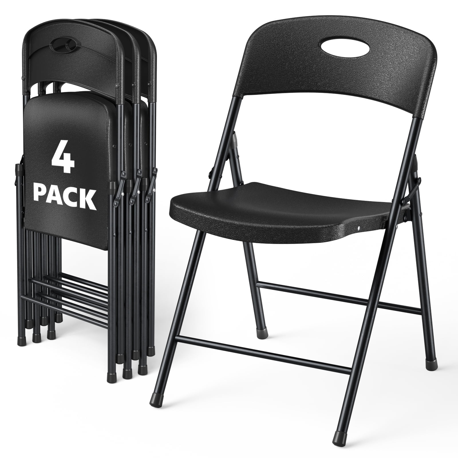 Free Shipping! Mainstays All-Steel Metal Folding Chair Black