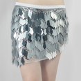 thumbnail image 2 of Ediodpoh Carnival Glitter Skirt Women's Sequin Sparkly Lace up Waist Adjustable Mini Party Belly Dance Performance Skirt Womens Skirts Silver One Size, 2 of 4