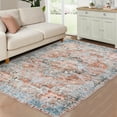 thumbnail image 2 of HOMERRY Foldable Area Rug 5' x 7' Washable Floral Geometric Rug for Living Room, Red/Orange, 2 of 7