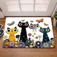 thumbnail image 5 of Cats Butterflies Flowers Non-Slip Door Mat, Flannel & Rubber Bottom, Washable Rug for Living Room, Bedroom, Kitchen, Bathroom, Balcony, Front Door, Outdoor Entry, Pet Mat, Bedside Carpet, 5 of 15