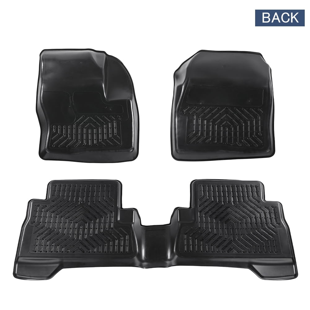 All Weather TPE Floor Mats Front & 2nd Row 3Pcs Black Fit for 2013 - 2019 Ford Escape/2013 - 2018 Ford C-Max