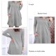 thumbnail image 4 of Vestido de mujer Manga larga Botón Frente Cuello en V Dobladillo suelto Vestido de otoño de color puro con dos bolsillos Gris S, 4 of 5