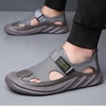 thumbnail image 5 of XUNKUSGA Mens Sandals Lightweight Comfortable Mesh Closed Toe Beach Sandal with Adjustable Straps Summer Hollow Out Breathable Hiking Sandals for Outdoor,Gray, 5 of 8