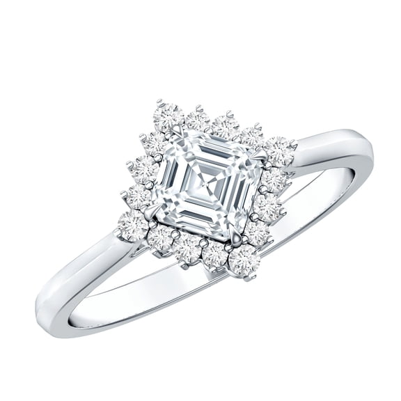 Rosec Jewels Lab Grown Diamond Engagement Ring for Women - 0.7 Ct - Asscher Cut Diamond Ring - EF-VS Grade - with Jewelry Box, 925 Sterling Silver, US 4.00