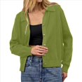 thumbnail image 3 of Suéter de Cuello de Solapa para Mujer, Chaqueta de Punto con Botones y Abertura Frontal, Cárdigan de Larga con Botones Verde M, 3 of 7