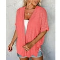 thumbnail image 5 of Fartey Lightweight Cardigans for Women Loose Flowy Summer Short Sleeve Cardigan Open Front Fashion Casual Solid Color Beach Tops 2025 Red S-2XL, 5 of 7